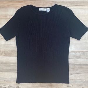 Liz Claiborne Womens M Black Short Sleeve Blouse